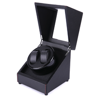 Boîte à remontoir de montre automatique de luxe 2+0 avec lumière LED bleue, réglages TPD ajustables, arrêt automatique à ouverture du couvercle, boîtier laqué noir brillant