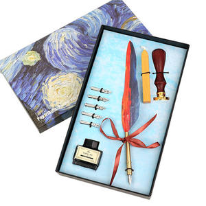 Oil Painting Pattern <b>Retro</b> European Style Feather Pen <b>Gift</b> Box Set Dip Ink Calligraphy Pen High Quality <b>Gift</b> Pen - Product Image 1