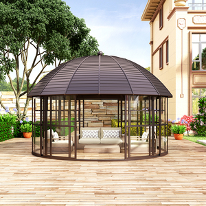 Oude Oude Yg-g850 Bibo Villa, abri de jardin rond en aluminium avec dôme, portes coulissantes, robuste, imperméable, mobilier d'extérieur rond - Product Image 4