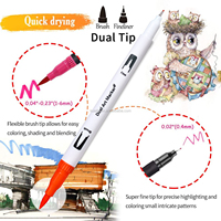 En Stock 12/24/36/48/60/72/100/120 couleurs ensemble dessin lettrage calligraphie Fineliner double conseils aquarelle pinceau stylo Art marqueur