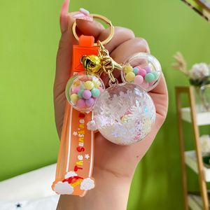 Nouveau dessin animé Mickey tête remplissage d'huile liquide sable bouteille porte-clés mignon sac pendentif cadeau flocon de neige perles colorées porte-clés Widget - Product Image 4