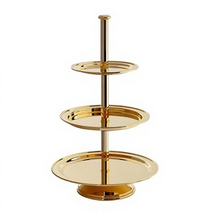 Support à gâteau en métal doré à 3 niveaux, présentoir multi-étages pour desserts et apéritifs - Product Image 1