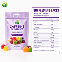 Gummies à la caféine naturelle OEM avec L-Théanine, 60 unités, complément énergétique et pour la concentration