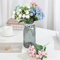 Bouquet de 10 Roses et Marguerites en Soie Artificielle Réalistes Faits Main, Vente en Gros, pour Mariage, Décoration Intérieure et Arrangements Décoratifs