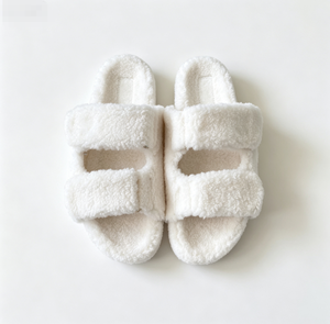 <b>Summer</b> Women Pure White Double Layer Plush Faux Fur <b>Slippers</b> Open Toe Grip Sole Bedroom Custom Label For Brands Chic Woman Coral - Product Image 2