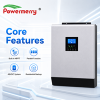 Onduleur solaire hybride hors réseau 5kW 48VDC à fonction parallèle, onde sinusoïdale pure, MPPT pour système de stockage d'énergie et de secours résidentiel