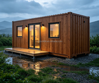 Maison conteneur de 20 pieds avec revêtement en bois, maison préfabriquée en conteneur avec terrasse, cabane de vie portable pour jardin