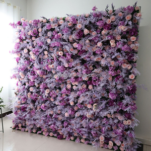 Chất Lượng Cao Màu Tím Và Màu Đỏ <span class=keywords><strong>Fuchsia</strong></span> Giả Hoa Tường Backdrop Bảng Điều Chỉnh 3D Rollup Nhân Tạo Lụa Tăng Hoa Tường Cho Đám Cưới Trang Trí Nội Thất - Product Image 2