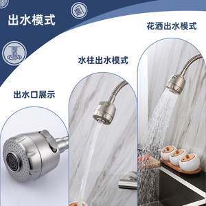 Jboyun Stainless Steel Wall Mounted Kitchen Faucet 2 Handle Ceramic Valve 360 Degree Rotate Modern Style - Product Image 3