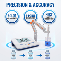 PH200EM pH-mètre/mètre de tension de pH de laboratoire, testeur de qualité de l'eau, précision ATC ±0,01pH, étanche IP54, étalonnage NIST à 3 points