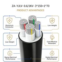 Câble d'alimentation en aluminium pour la distribution d'énergie dans les usines de construction ZA YJLV 0.6/1KV 3*150+1*70