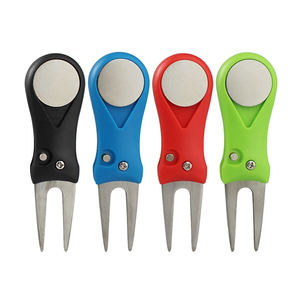 เครื่องมือซ่อมพื้นสนามกอล์ฟคุณภาพสูงทำจากสแตนเลส พร้อมที่ทำเครื่องหมายลูกกอล์ฟ ปุ่มกดแบบพับได้ ใช้เป็นส้อมตีลูกกอล์ฟได้ เหมาะเป็นของขวัญสุดพิเศษ - Product Image 3