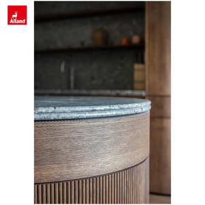 Alland ตู้เกาะทรงกลมทำจากหินหินอ่อนขอบโค้งวอลนัทสีดำเข้ม - Product Image 3