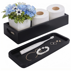 Vente chaude : Ensemble de rangement à deux niveaux en bois d'acacia naturel, fait main, moderne, pour salon et coiffeuse, pour le rangement à domicile - Product Image 1