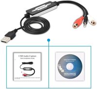 Tarjeta de Captura de Audio para Discos de Vinilo y Cintas de Casete a Conversor Digital MP3, Capturador de Música RCA/3.5mm para Mac y Windows 10/11