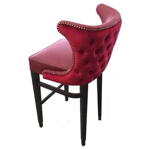 Moderne restaurant möbel holz barhocker hohe qualität bar stuhl luxus stil rot samt barhocker