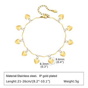 Vintage Dainty Women Jewelry <b>Anklet</b> Non Tarnish Waterproof <b>Gold</b> Plated Stainless Steel Heart Charms <b>Anklets</b> - Product Image 6