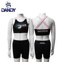 DANDY Soutien-gorge et short de sport personnalisés avec logo, service OEM, vêtements d'entraînement scintillants pour cheerleading et danse