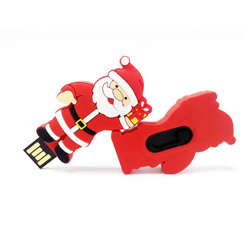 2023 Promosi mendesak hadiah Tahun Baru kartun PVC tahan air Natal Santa Claus Cle 3.0 Memoria USB memori Flash Thumb Drive