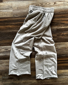 Calça de moletom empilhada personalizada para homens, calça de moletom com borda de corte desgastado, calça de moletom 100% algodão e tecido, feita por Hip Hop, fabricante - Product Image 2