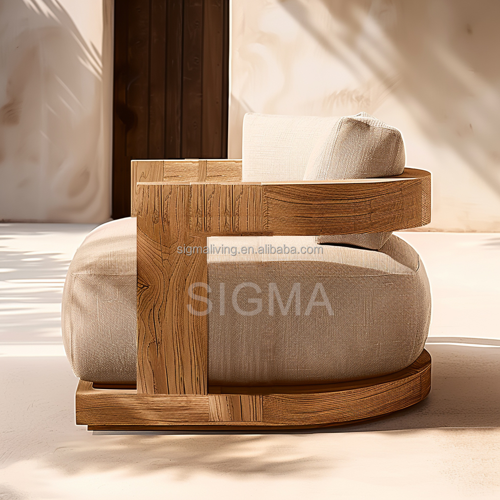High Quality Factory Custom Patio Garden Teak Wood Sofa Modern Style All Weather Teak Sofa Outdoor Furniture Garden Sofa