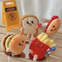 Pendentif en peluche personnalisable et créatif, motif Frites Burger, mignon, porte-clés de sac à dos, petit ornement pour fille, Frites Burger