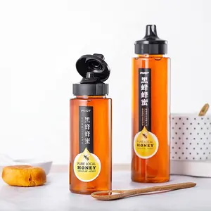 PIVOT Verschiedene Stile 200g bis 1kg PET-Etikett Kunststoff-Quetsch flasche für Honigsirup-Ketchup-Packung
