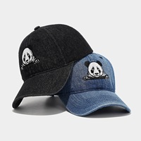 Gorra de Béisbol de Mezclilla Bordada con Diseño de Panda, Gorras de Béisbol Casuales de Tapa Suave para Hombre, Gorra Deportiva