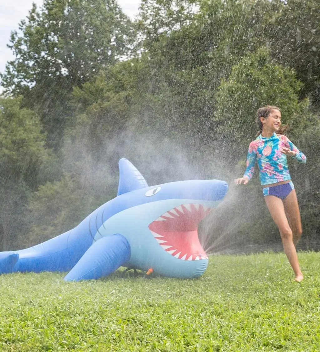 Inflatable Mister Shark Sprinkler splash for Kids Toddlers Outdoor Active Water Play summer backyard