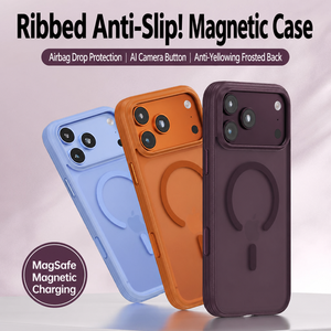 เคสโทรศัพท์กันลื่นลายทางแม่เหล็กสำหรับ iPhone 18 Pro 17 Pro Max ป้องกันแรงกระแทกแบบถุงลมนิรภัย ด้านหลังแบบด้านป้องกันเหลือง วัสดุ PC+TPU - Product Image 1