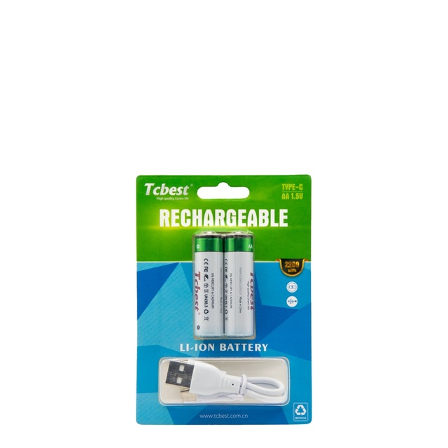 Wholesale and factory price Lithium Type-C AA 1.5V 2200mWh rechargeable Battery for