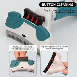 فرشاة إزالة شعر الكلاب بمقبض مريح، أسنان من الفولاذ المقاوم للصدأ، مشط للعناية بالحيوانات الأليفة للتنظيف اليومي والتحكم في التساقط، مصنوعة من البلاستيك - Product Image 3