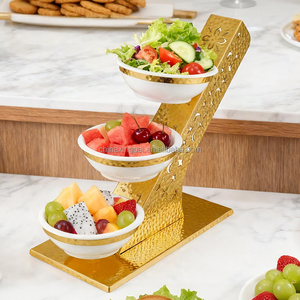 XINGPAI Soporte de Acero Inoxidable Dorado para Decoración de Bodas, Soporte de Varios Niveles para Té de la Tarde, Soporte para Catering, Exhibición de Alimentos, Elevadores para Buffet - Product Image 3