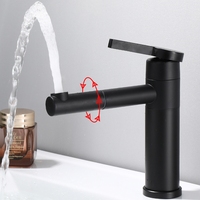Robinet de lavabo noir moderne, mélangeur chaud et froid, montage sur plan, trou unique, robinet de salle de bain, poignée unique