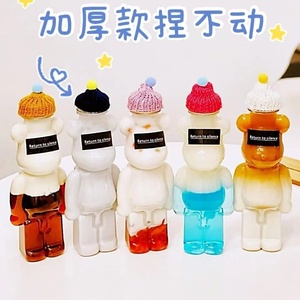 Takeaway ขวดพลาสติกลายการ์ตูนหมีน่ารักขนาด400มล.,ขวดพลาสติกใส่น้ำผลไม้ชานมสำหรับเด็กแก้วน้ำดื่มไวน์พร้อมฝาเกลียว - Product Image 3