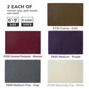 SATC - Juego de 5 Almohadillas de Lijado de 6 x 9 Pulgadas en Colores Marrón, Gris, Dorado, Morado y Blanco para Lijar, Frotar y Preparar Pintura Automotriz - Product Image 3