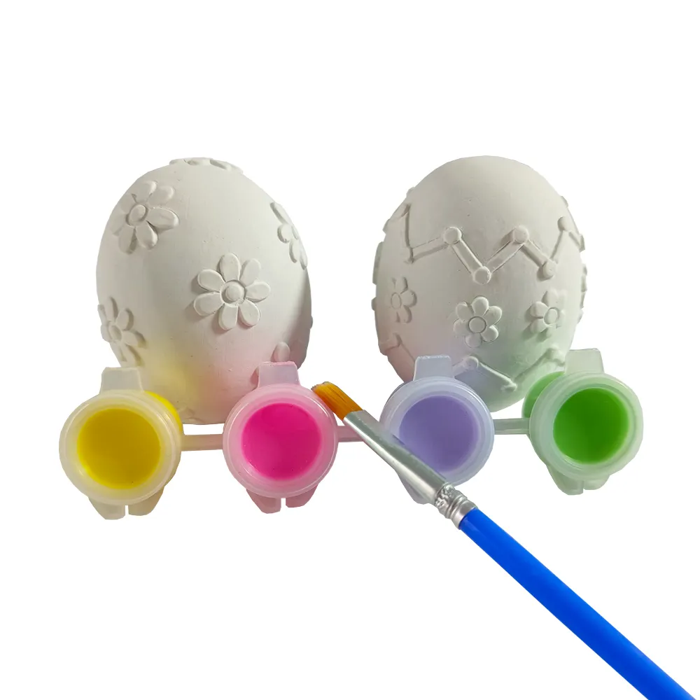 Elsas wholesale easter decor ornamenti di uova di ceramica kit di pittura fai da te toy art graffiti gesso figura per bambini