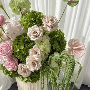 Natural Forest Style Greenery Mixed Blooms Pillar Arrangement <b>Artificial</b> <b>Flower</b> for Outdoor Wedding Bridal Shower - Product Image 3