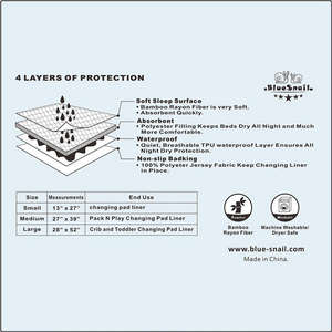 Tapis <span class=keywords><strong>à</strong></span> <span class=keywords><strong>langer</strong></span> pour bébé respirant et lavable, rembourrage en bambou 4 couches, imperméable, TPU, matelassage doux, hautement absorbant - Product Image 6