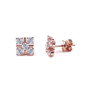 ต่างหูเพชรโมอิสซาไนต์ทรงสี่เหลี่ยมเรขาคณิต ดีไซน์คลาสสิก หรูหราเบาๆ ชุบทองคำขาว จากเทียนหยู เจ็มส์ - Product Image 5