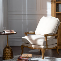 Fauteuil individuel de style américain en bois massif et tissu pour salon, balcon, bureau, chambre à coucher, fauteuil de loisirs, fauteuil de lecture français