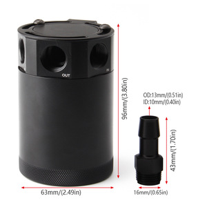 Bidon à huile respirant à trois trous 96 mm x 63 mm en aluminium, outil de réparation automobile pour récupération d'huile usagée avec double sortie - Product Image 1