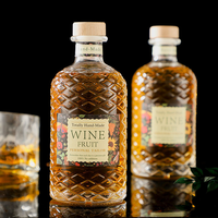 Bouteilles en verre cristallin transparentes personnalisées, forme plate, avec bouchon en liège, 750ml/700ml/500ml, pour whisky, spiritueux, liqueur, avec logo personnalisé