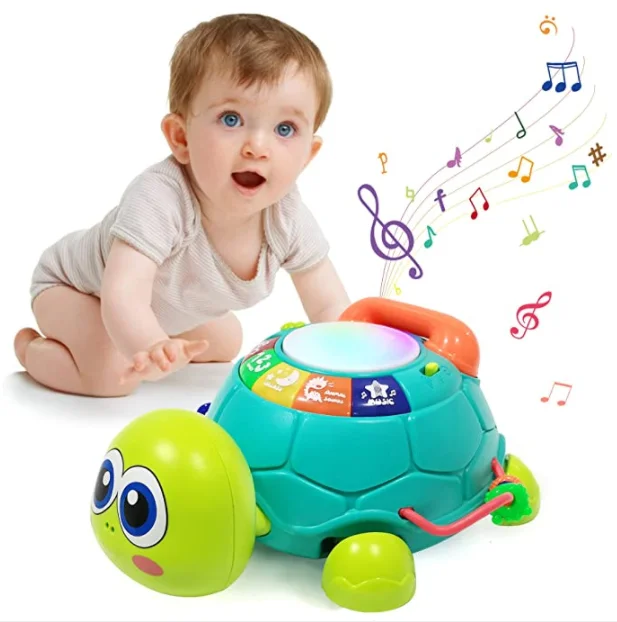 Huiye черепаха Электрический телефон автомобиль индукционные музыкальные игрушки петь лежа яйца маленькая черепаха универсальное колесо может бежать ползать