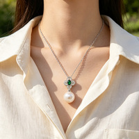 Collier en argent sterling 925 avec pendentif fleur, perle de coquillage, zircon simulé, style vintage, chaîne maille forçat, bijou femme, cadeau anniversaire
