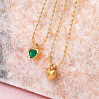 Collier avec pendentif en forme de cœur plaqué or 18 carats, chaîne à maillons en acier inoxydable, bijoux en zircon pour femmes, cadeau