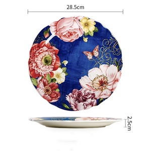 จานเซรามิกสไตล์ชาติพันธุ์ จานสเต็กทรงกลม ลายเคลือบสี ขนาด 9 นิ้ว จานแบนสำหรับ<span class=keywords><strong>อาหารเช้า</strong></span> ใช้ในบ้าน ร้านอาหาร - Product Image 2