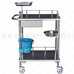 Carrito de apósitos médicos Xinyuchen de 670x450x900mm de doble capa con cubo para uso hospitalario - Product Image 4