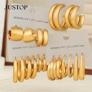 Trendy <b>Hook</b> Hoop <b>Earrings</b> Stainless Steel 18K Gold Plated Hypoallergenic Women's Fashion Jewelry - Product Image 2