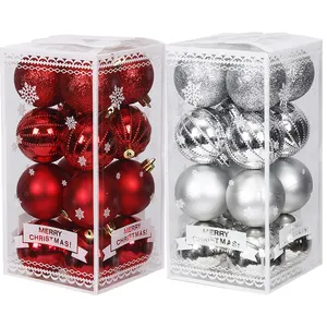 16pcs 6cm Christmas plastic ball Bead chain Xmas baubles in set decorations supplier christmas ball & tree ornaments